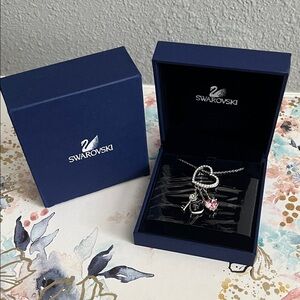 Swarovski Silver Heart Lock and Key Pendant Necklace